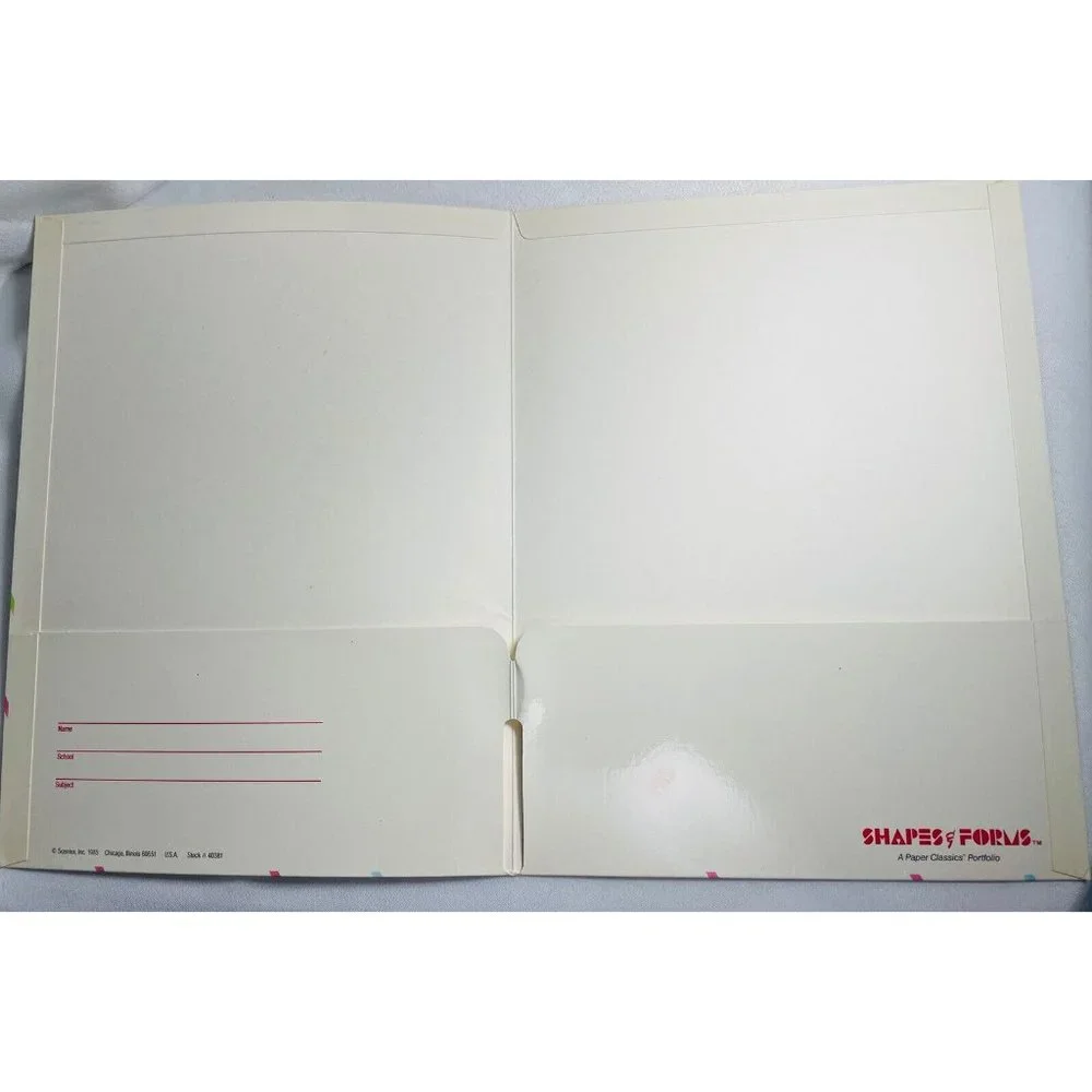 Folder Vintage 1985 Scentex Geometric Shapes Forms No Holes 2 Pockets